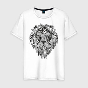 Мужская футболка хлопок с принтом Лев в Кировске, 100% хлопок | прямой крой, круглый вырез горловины, длина до линии бедер, слегка спущенное плечо. | абстракт | лев