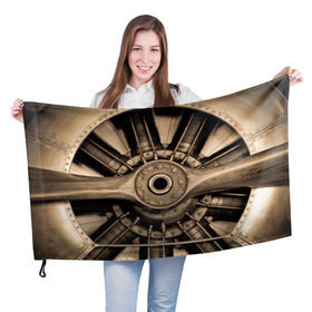 Флаг 3D с принтом Пропеллер в Кировске, 100% полиэстер | плотность ткани — 95 г/м2, размер — 67 х 109 см. Принт наносится с одной стороны | ввс | винт | двигатель | пропеллер | ретро | самолет