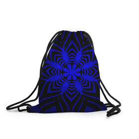 Рюкзак-мешок 3D с принтом Трайбл узор в Кировске, 100% полиэстер | плотность ткани — 200 г/м2, размер — 35 х 45 см; лямки — толстые шнурки, застежка на шнуровке, без карманов и подкладки | градиент | синий | цветок | черный