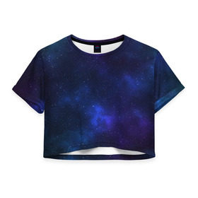 Женская футболка 3D укороченная с принтом Звёздное небо в Кировске, 100% полиэстер | круглая горловина, длина футболки до линии талии, рукава с отворотами | вселенная | галактика | звёзды | камета | космос | метеориты | метеоры | небо | ночь | солнечная система