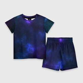 Детский костюм с шортами 3D с принтом Звёздное небо в Кировске,  |  | Тематика изображения на принте: вселенная | галактика | звёзды | камета | космос | метеориты | метеоры | небо | ночь | солнечная система