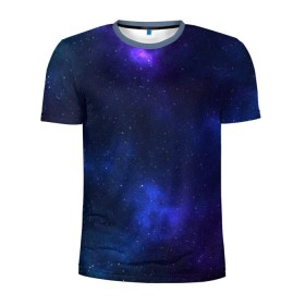 Мужская футболка 3D спортивная с принтом Звёздное небо в Кировске, 100% полиэстер с улучшенными характеристиками | приталенный силуэт, круглая горловина, широкие плечи, сужается к линии бедра | вселенная | галактика | звёзды | камета | космос | метеориты | метеоры | небо | ночь | солнечная система