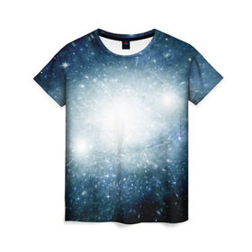 Женская футболка 3D с принтом Центр Вселенной в Кировске, 100% полиэфир ( синтетическое хлопкоподобное полотно) | прямой крой, круглый вырез горловины, длина до линии бедер | вселенная | галактика | звёзды | комета | космос | метеориты | метеоры | млечный путь | планеты | солнечная система