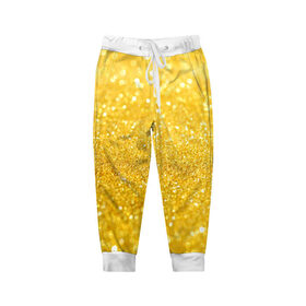Детские брюки 3D с принтом Золото в Кировске, 100% полиэстер | манжеты по низу, эластичный пояс регулируется шнурком, по бокам два кармана без застежек, внутренняя часть кармана из мелкой сетки | желтый