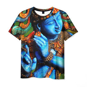 Мужская футболка 3D с принтом Индия в Кировске, 100% полиэфир | прямой крой, круглый вырез горловины, длина до линии бедер | Тематика изображения на принте: богиня | индия | новая | хинди | цветная