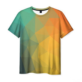 Мужская футболка 3D с принтом LowPoly Gradient в Кировске, 100% полиэфир | прямой крой, круглый вырез горловины, длина до линии бедер | Тематика изображения на принте: colors | gradient | lowpoly | poly | градиент | цвета