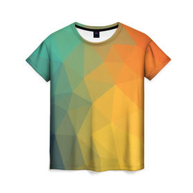 Женская футболка 3D с принтом LowPoly Gradient в Кировске, 100% полиэфир ( синтетическое хлопкоподобное полотно) | прямой крой, круглый вырез горловины, длина до линии бедер | colors | gradient | lowpoly | poly | градиент | цвета