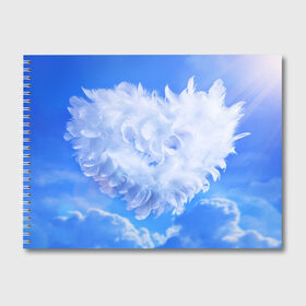Альбом для рисования с принтом Сердце в Кировске, 100% бумага
 | матовая бумага, плотность 200 мг. | Тематика изображения на принте: голубая | любовь | небо | новая | перья | сердце