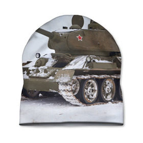 Шапка 3D с принтом Танк т34-85 в Кировске, 100% полиэстер | универсальный размер, печать по всей поверхности изделия | 34 85 | армия | танк