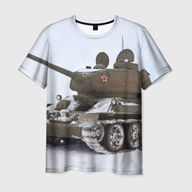 Мужская футболка 3D с принтом Танк т34-85 в Кировске, 100% полиэфир | прямой крой, круглый вырез горловины, длина до линии бедер | 34 85 | армия | танк