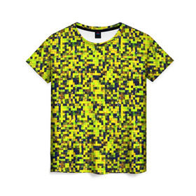 Женская футболка 3D с принтом Пиксели в Кировске, 100% полиэфир ( синтетическое хлопкоподобное полотно) | прямой крой, круглый вырез горловины, длина до линии бедер | кубики | пиксели | текстуры