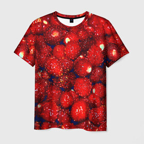Мужская футболка 3D с принтом Земляника в Кировске, 100% полиэфир | прямой крой, круглый вырез горловины, длина до линии бедер | земляника | клубника | красный | лето | природа | ягода