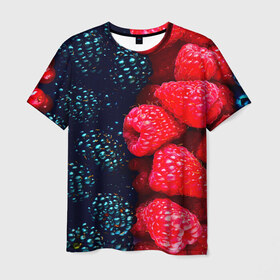 Мужская футболка 3D с принтом Ягоды в Кировске, 100% полиэфир | прямой крой, круглый вырез горловины, длина до линии бедер | клубника | красный | лето | природа | ягода