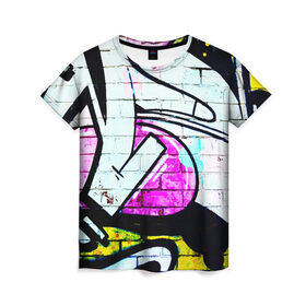 Женская футболка 3D с принтом Абстрактный в Кировске, 100% полиэфир ( синтетическое хлопкоподобное полотно) | прямой крой, круглый вырез горловины, длина до линии бедер | граффити | искусство