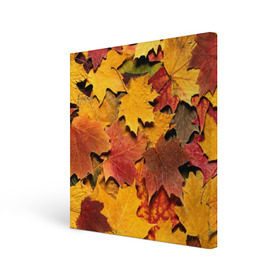 Холст квадратный с принтом Осень на дворе в Кировске, 100% ПВХ |  | бордовый | жёлтый | красный | листва | листья