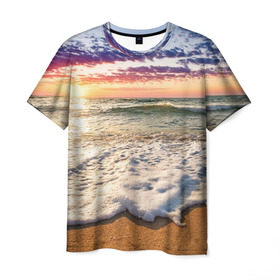 Мужская футболка 3D с принтом Красочный закат в Кировске, 100% полиэфир | прямой крой, круглый вырез горловины, длина до линии бедер | sunrise | sunset | touchdown | волны | восход солнца | закат | красота | лето | море | небо | облака | океан | отдых | отпуск | пена | песок | прилив | природа | путешествие | рассвет | солнце | туризм