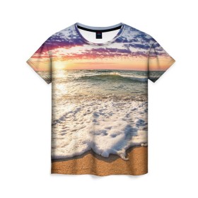 Женская футболка 3D с принтом Красочный закат в Кировске, 100% полиэфир ( синтетическое хлопкоподобное полотно) | прямой крой, круглый вырез горловины, длина до линии бедер | sunrise | sunset | touchdown | волны | восход солнца | закат | красота | лето | море | небо | облака | океан | отдых | отпуск | пена | песок | прилив | природа | путешествие | рассвет | солнце | туризм
