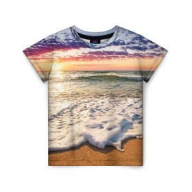Детская футболка 3D с принтом Красочный закат в Кировске, 100% гипоаллергенный полиэфир | прямой крой, круглый вырез горловины, длина до линии бедер, чуть спущенное плечо, ткань немного тянется | sunrise | sunset | touchdown | волны | восход солнца | закат | красота | лето | море | небо | облака | океан | отдых | отпуск | пена | песок | прилив | природа | путешествие | рассвет | солнце | туризм