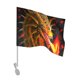 Флаг для автомобиля с принтом Дракон в Кировске, 100% полиэстер | Размер: 30*21 см | арт | дракон | огонь