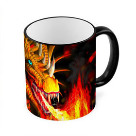Кружка 3D с принтом Дракон в Кировске, керамика | ёмкость 330 мл | арт | дракон | огонь
