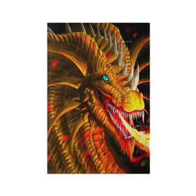 Обложка для паспорта матовая кожа с принтом Дракон в Кировске, натуральная матовая кожа | размер 19,3 х 13,7 см; прозрачные пластиковые крепления | Тематика изображения на принте: арт | дракон | огонь