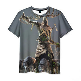 Мужская футболка 3D с принтом Леший в Кировске, 100% полиэфир | прямой крой, круглый вырез горловины, длина до линии бедер | gerald | wild hunt | witcher | ведьмак | геральд | дикая охота