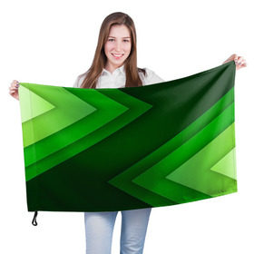 Флаг 3D с принтом Зелёные стрелы в Кировске, 100% полиэстер | плотность ткани — 95 г/м2, размер — 67 х 109 см. Принт наносится с одной стороны | геометрия | зеленый | полосы