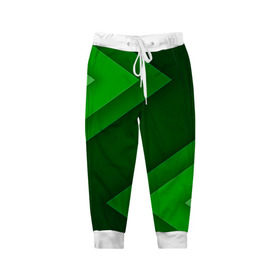 Детские брюки 3D с принтом Зелёные стрелы в Кировске, 100% полиэстер | манжеты по низу, эластичный пояс регулируется шнурком, по бокам два кармана без застежек, внутренняя часть кармана из мелкой сетки | геометрия | зеленый | полосы