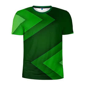 Мужская футболка 3D спортивная с принтом Зелёные стрелы в Кировске, 100% полиэстер с улучшенными характеристиками | приталенный силуэт, круглая горловина, широкие плечи, сужается к линии бедра | геометрия | зеленый | полосы