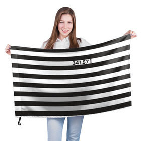 Флаг 3D с принтом Заключенный в Кировске, 100% полиэстер | плотность ткани — 95 г/м2, размер — 67 х 109 см. Принт наносится с одной стороны | заключенный | полосатый | тюремная форма | форма