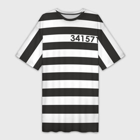Платье-футболка 3D с принтом Заключенный в Кировске,  |  | заключенный | полосатый | тюремная форма | форма