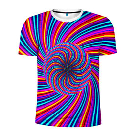 Мужская футболка 3D спортивная с принтом Радуга в Кировске, 100% полиэстер с улучшенными характеристиками | приталенный силуэт, круглая горловина, широкие плечи, сужается к линии бедра | краска | линии | цветные
