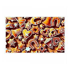 Бумага для упаковки 3D с принтом Новогоднее печенье в Кировске, пластик и полированная сталь | круглая форма, металлическое крепление в виде кольца | Тематика изображения на принте: оранжевый | печенье | сладости | хлебные