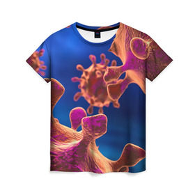 Женская футболка 3D с принтом Бактерия в Кировске, 100% полиэфир ( синтетическое хлопкоподобное полотно) | прямой крой, круглый вырез горловины, длина до линии бедер | биология | вирус | медицина | микроб