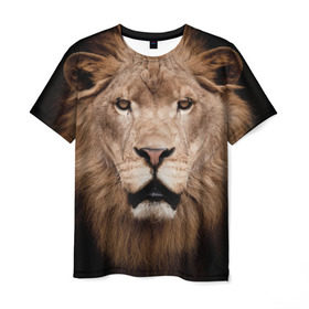 Мужская футболка 3D с принтом Царь зверей в Кировске, 100% полиэфир | прямой крой, круглый вырез горловины, длина до линии бедер | власть | дикая кошка | животное | король джунглей | лев | львица | мощь | мудрость | охотник | сила | хитрость | хищник | царь зверей