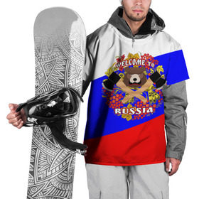 Накидка на куртку 3D с принтом Добро пожаловать в Россию в Кировске, 100% полиэстер |  | russia | welcome | медведь | россия | хохлома
