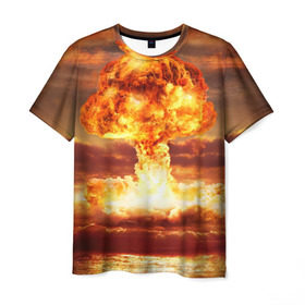 Мужская футболка 3D с принтом Атомный взрыв в Кировске, 100% полиэфир | прямой крой, круглый вырез горловины, длина до линии бедер | Тематика изображения на принте: агрессия | атомный взрыв | водородная бомба | вспышка | гриб | огонь | пламя | ударная волна | уничтожение | урон | ядерный удар