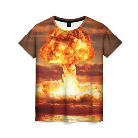 Женская футболка 3D с принтом Атомный взрыв в Кировске, 100% полиэфир ( синтетическое хлопкоподобное полотно) | прямой крой, круглый вырез горловины, длина до линии бедер | Тематика изображения на принте: агрессия | атомный взрыв | водородная бомба | вспышка | гриб | огонь | пламя | ударная волна | уничтожение | урон | ядерный удар