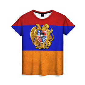 Женская футболка 3D с принтом Армения в Кировске, 100% полиэфир ( синтетическое хлопкоподобное полотно) | прямой крой, круглый вырез горловины, длина до линии бедер | армения | армянин | армянский | национальный | нация | флаг | флаги