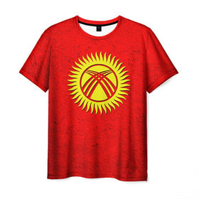 Мужская футболка 3D с принтом Киргизия в Кировске, 100% полиэфир | прямой крой, круглый вырез горловины, длина до линии бедер | киргиз | киргизия | киргизский | кыргызстан | национальный | нация | флаг | флаги
