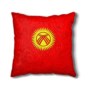 Подушка 3D с принтом Киргизия в Кировске, наволочка – 100% полиэстер, наполнитель – холлофайбер (легкий наполнитель, не вызывает аллергию). | состоит из подушки и наволочки. Наволочка на молнии, легко снимается для стирки | киргиз | киргизия | киргизский | кыргызстан | национальный | нация | флаг | флаги