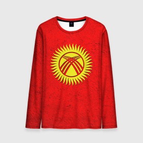 Мужской лонгслив 3D с принтом Киргизия в Кировске, 100% полиэстер | длинные рукава, круглый вырез горловины, полуприлегающий силуэт | киргиз | киргизия | киргизский | кыргызстан | национальный | нация | флаг | флаги