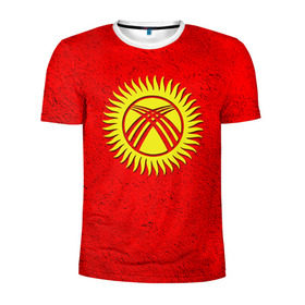 Мужская футболка 3D спортивная с принтом Киргизия в Кировске, 100% полиэстер с улучшенными характеристиками | приталенный силуэт, круглая горловина, широкие плечи, сужается к линии бедра | киргиз | киргизия | киргизский | кыргызстан | национальный | нация | флаг | флаги