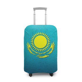 Чехол для чемодана 3D с принтом Флаг Казахстана в Кировске, 86% полиэфир, 14% спандекс | двустороннее нанесение принта, прорези для ручек и колес | казах | казахский | казахстан | национальный | нация | республика | рк | флаг | флаги