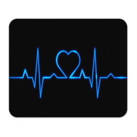 Коврик прямоугольный с принтом Ритм сердца в Кировске, натуральный каучук | размер 230 х 185 мм; запечатка лицевой стороны | ритм | сердце | синяя | черная | электро