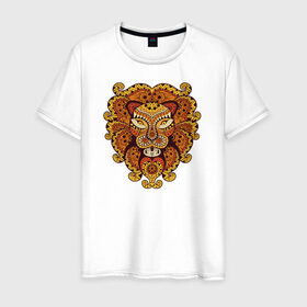 Мужская футболка хлопок с принтом Лев в Кировске, 100% хлопок | прямой крой, круглый вырез горловины, длина до линии бедер, слегка спущенное плечо. | абстракт | голова животного | голова льва | животные | лев