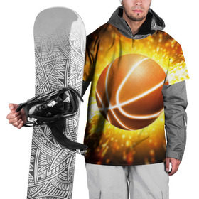 Накидка на куртку 3D с принтом Баскетбольный мяч в Кировске, 100% полиэстер |  | Тематика изображения на принте: взрыв | искры | огонь | пламя