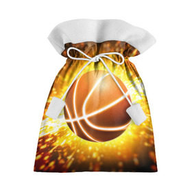 Подарочный 3D мешок с принтом Баскетбольный мяч в Кировске, 100% полиэстер | Размер: 29*39 см | Тематика изображения на принте: взрыв | искры | огонь | пламя