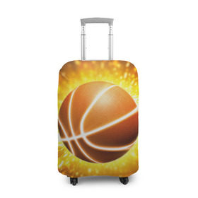 Чехол для чемодана 3D с принтом Баскетбольный мяч в Кировске, 86% полиэфир, 14% спандекс | двустороннее нанесение принта, прорези для ручек и колес | взрыв | искры | огонь | пламя
