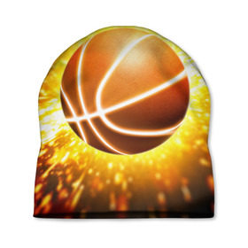 Шапка 3D с принтом Баскетбольный мяч в Кировске, 100% полиэстер | универсальный размер, печать по всей поверхности изделия | взрыв | искры | огонь | пламя